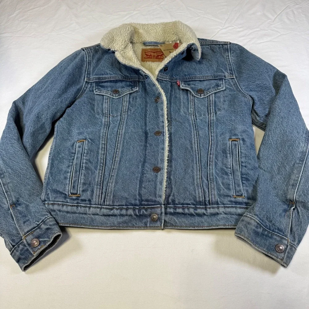 NWT Levi's Sherpa Lined Denim Jacket Standard Trucker Men's Size Small